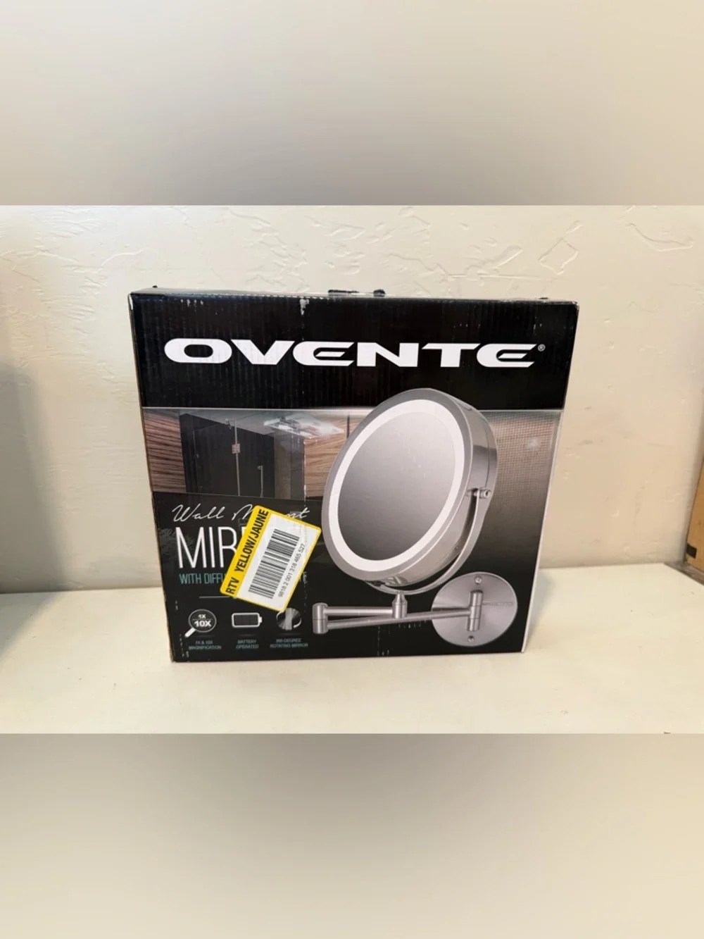 Ovente Double Sided Wall Mount Led Makeup Mirror Nickel Brush Finish MFW70BR New